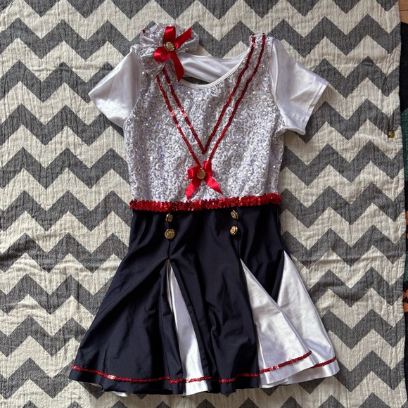 A wish come true White and Red Sequin Top XLC dance skating dress - Picture 2 of 6